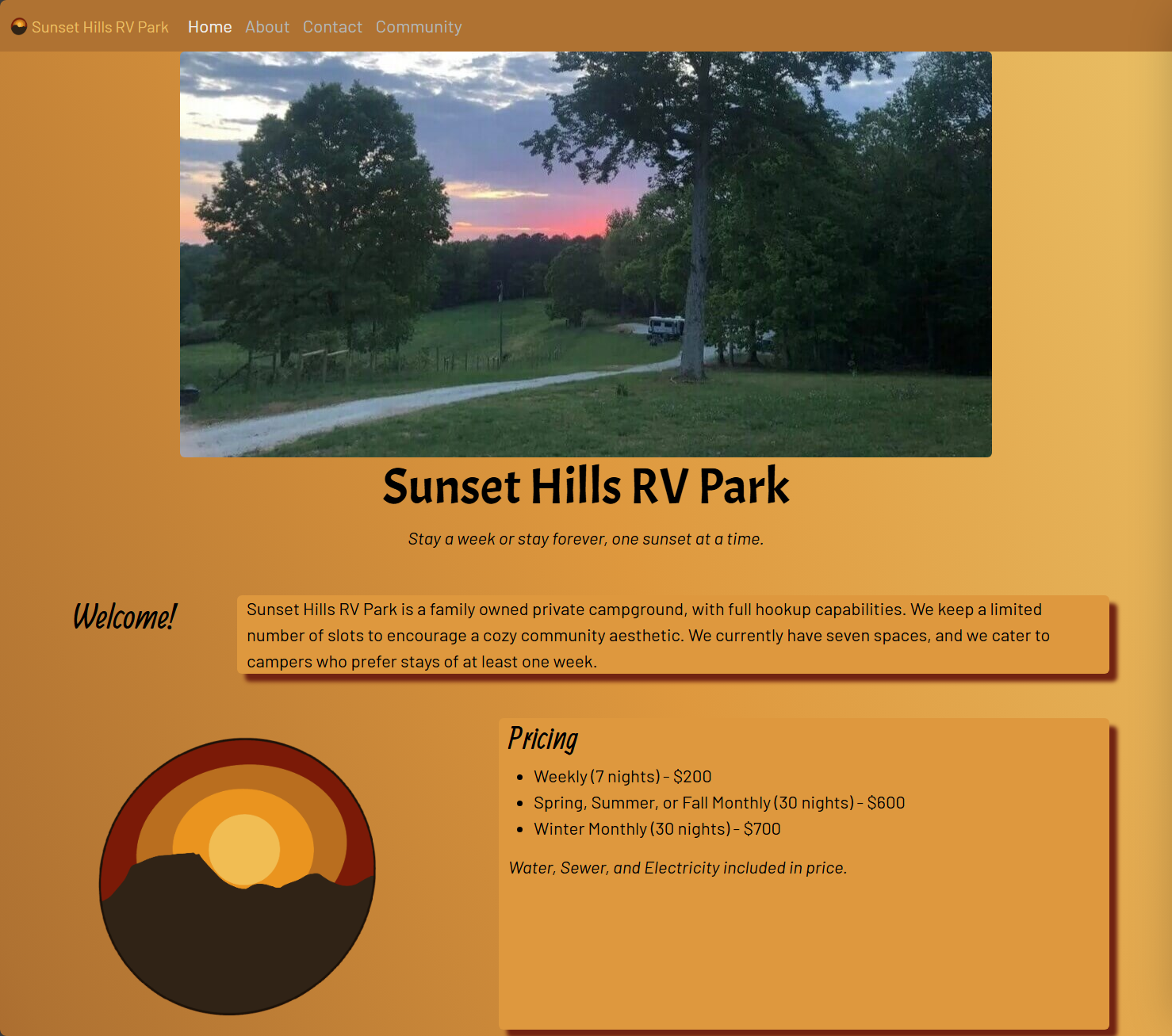 Sunset Hills RV Website